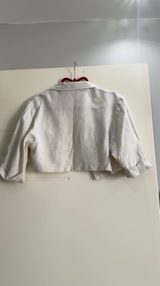 Beyaz Keten bluz - Görsel 3