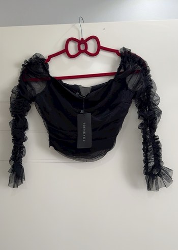 Drapeli Siyah Bluz - Görsel 4