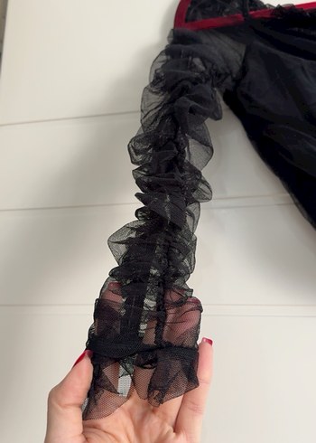 Drapeli Siyah Bluz - Görsel 2