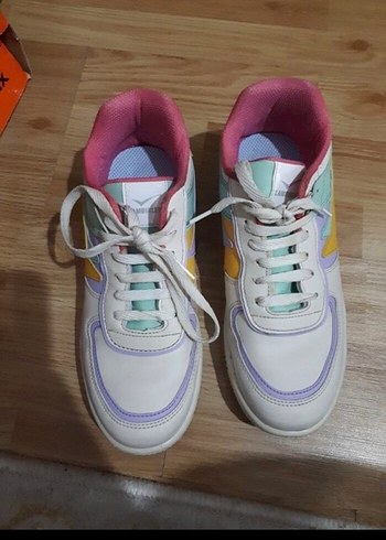 Renkli Bağcıklı Spor Platform Kadın Sneaker - Görsel 2