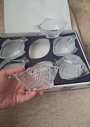 6'lı Gri Cam Balık Şekilli Tabak Seti - Görsel 5