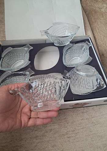 6'lı Gri Cam Balık Şekilli Tabak Seti - Görsel 4