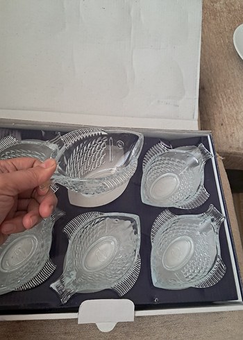 6'lı Gri Cam Balık Şekilli Tabak Seti - Görsel 8