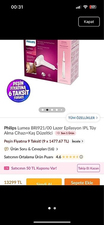 Philips Philips lumea lazer epilasyon