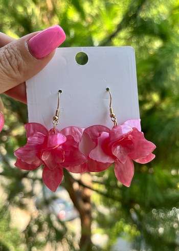 Pembe Çiçek Küpe