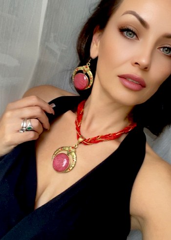 Bohem kırmızı küpe kolye set