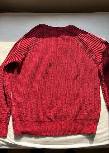 Koyu Kırmızı Erkek Pamuk Kazak - Görsel 2