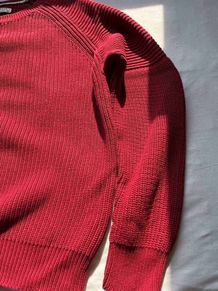 Koyu Kırmızı Erkek Pamuk Kazak - Görsel 3