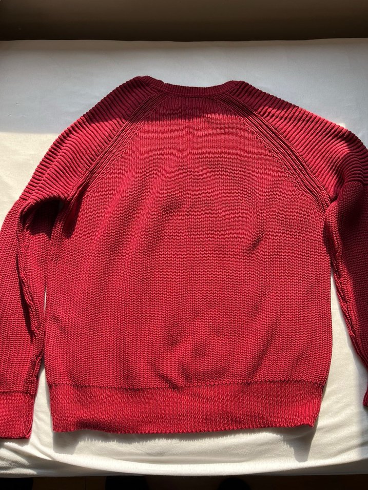 Koyu Kırmızı Erkek Pamuk Kazak - Görsel 2