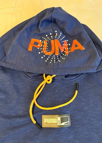 Mavi Puma Erkek Kapüşonlu Sweatshirt - Görsel 2