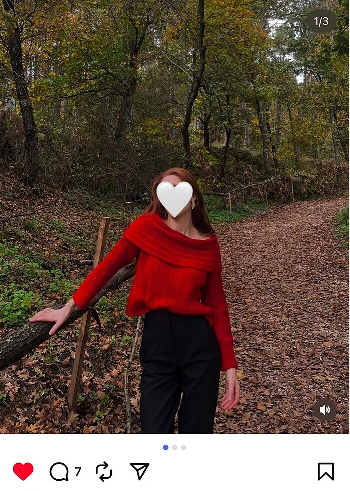 Kırmızı degaje yaka kazak - Görsel 2