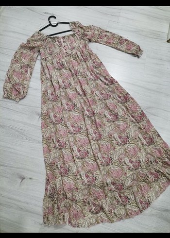 Pembe Bohem Uzun Elbise