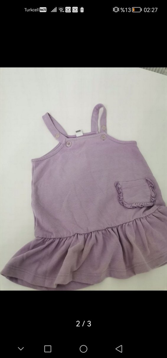 Kız Çocuk Lila Fırfırlı Kolsuz Elbise - Görsel 2