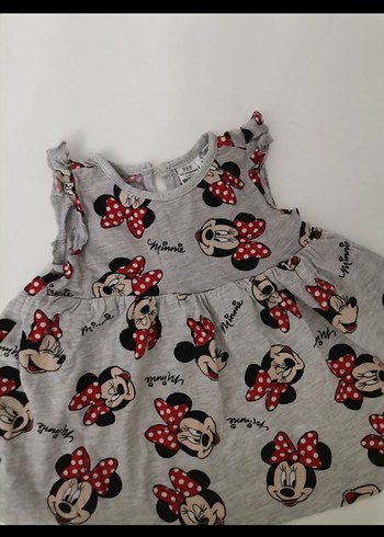 Kız Çocuk Gri Minnie Mouse Baskılı Elbise - Görsel 2