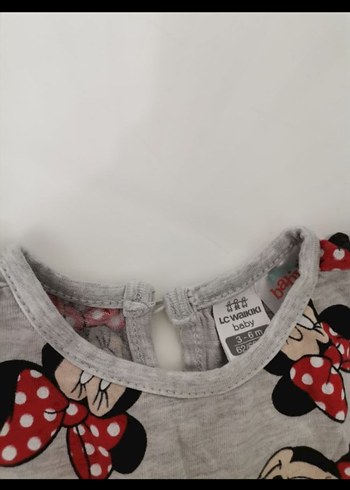 Kız Çocuk Gri Minnie Mouse Baskılı Elbise - Görsel 3