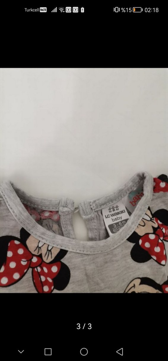 Kız Çocuk Gri Minnie Mouse Baskılı Elbise - Görsel 3