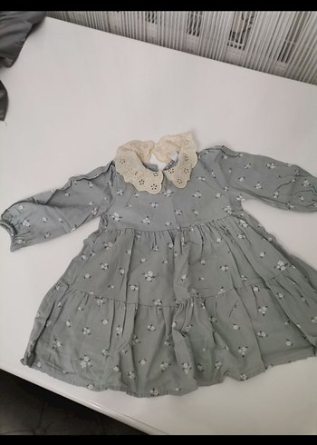 Uzun Kollu mint yeşilli Nakışlı Kız Elbisesi - Görsel 2