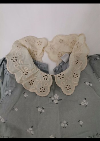 Uzun Kollu mint yeşilli Nakışlı Kız Elbisesi - Görsel 3