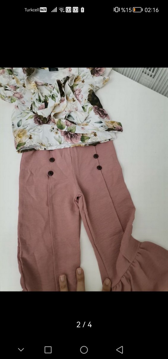 Kısa Kollu Fırfırlı Bebek Kız Takımı - Görsel 2