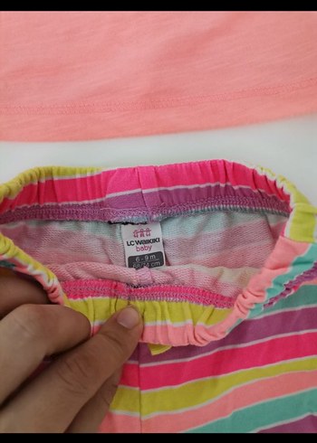 Renkli Bağlama Desenli Kız Bebek Takımı - Görsel 4