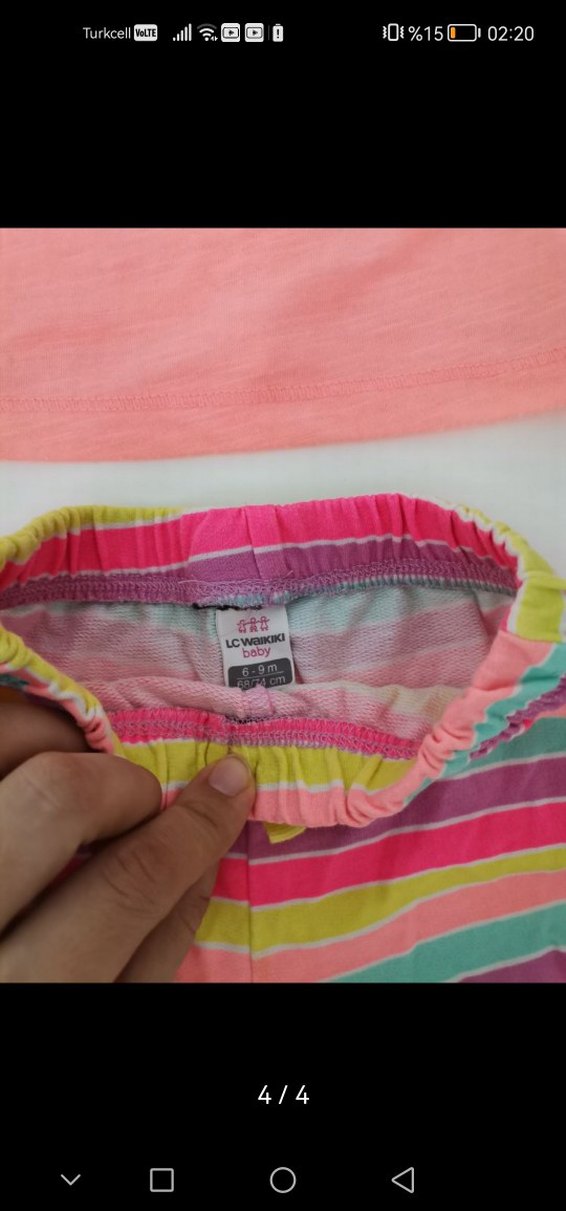 Renkli Bağlama Desenli Kız Bebek Takımı - Görsel 4