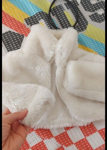 Beyaz Suni Kürk Detaylı çocuk Ceket Bolero - Görsel 4