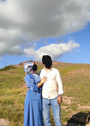 Mavi Uzun Kemerli Kadın etekli takım - Görsel 2