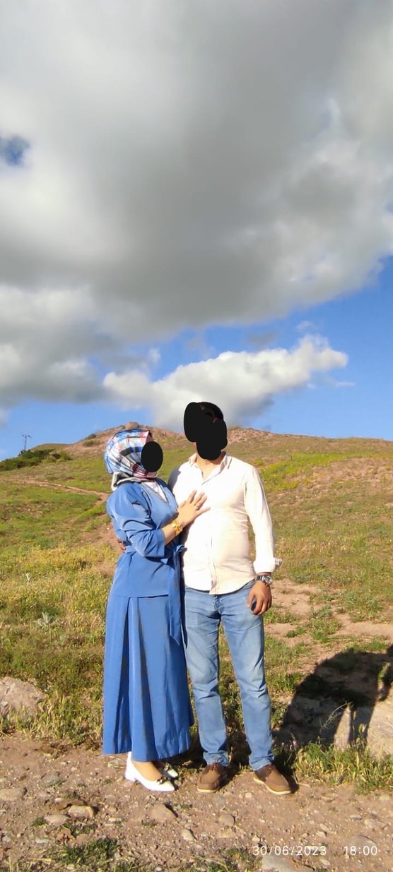 Mavi Uzun Kemerli Kadın etekli takım - Görsel 2