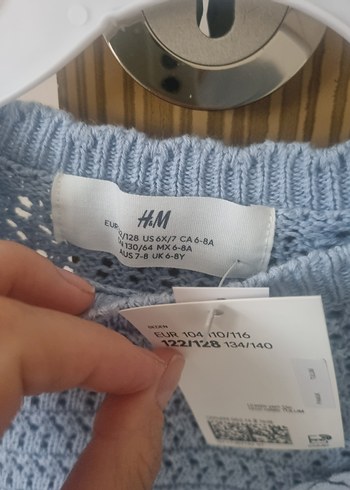 mavi çicek detay triko kazak - Görsel 3