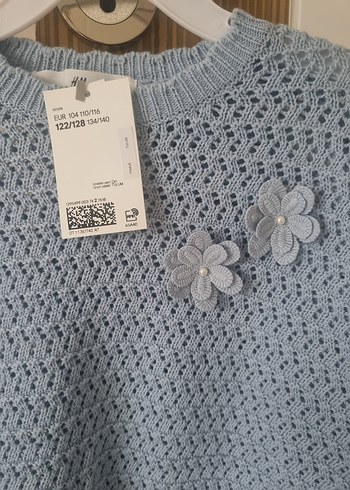 mavi çicek detay triko kazak - Görsel 2