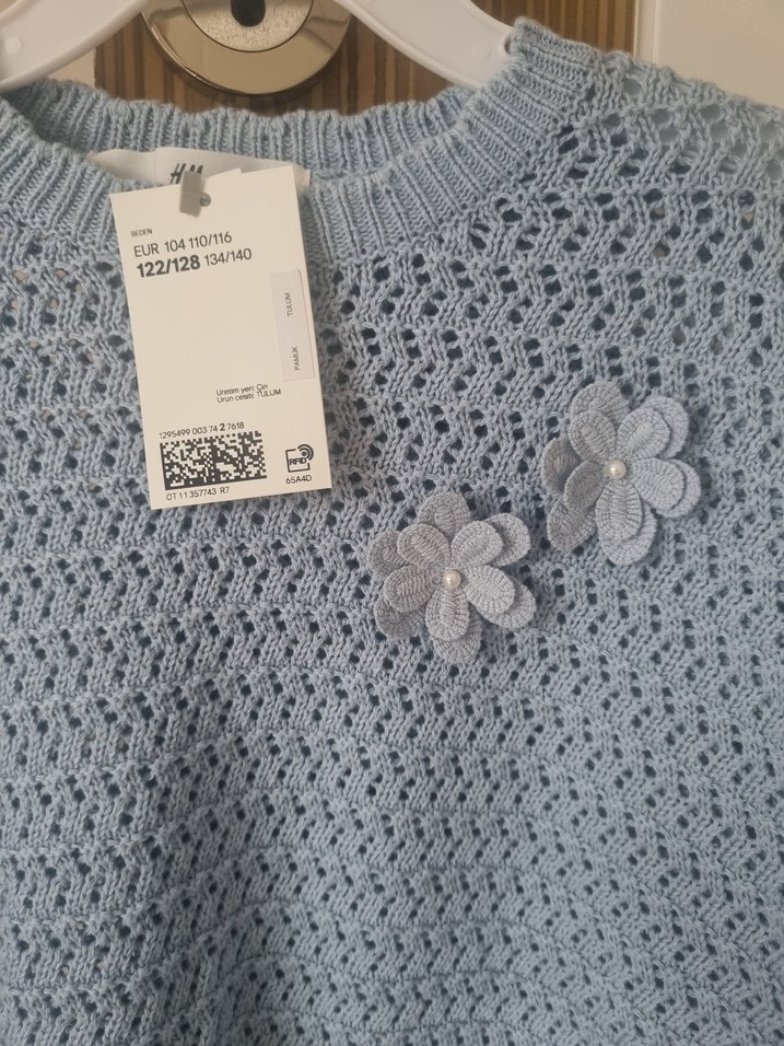 mavi çicek detay triko kazak - Görsel 2