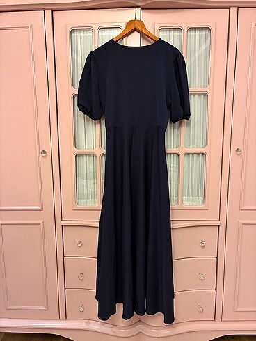 Büyük beden lacivert şık elbise - Görsel 2