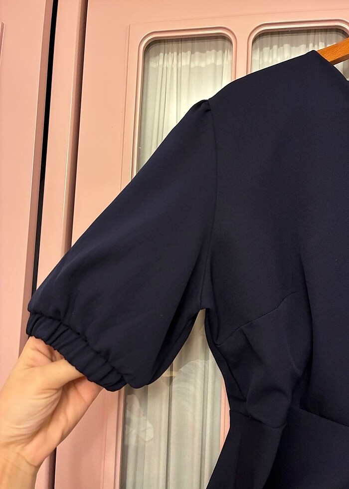 Büyük beden lacivert şık elbise - Görsel 4