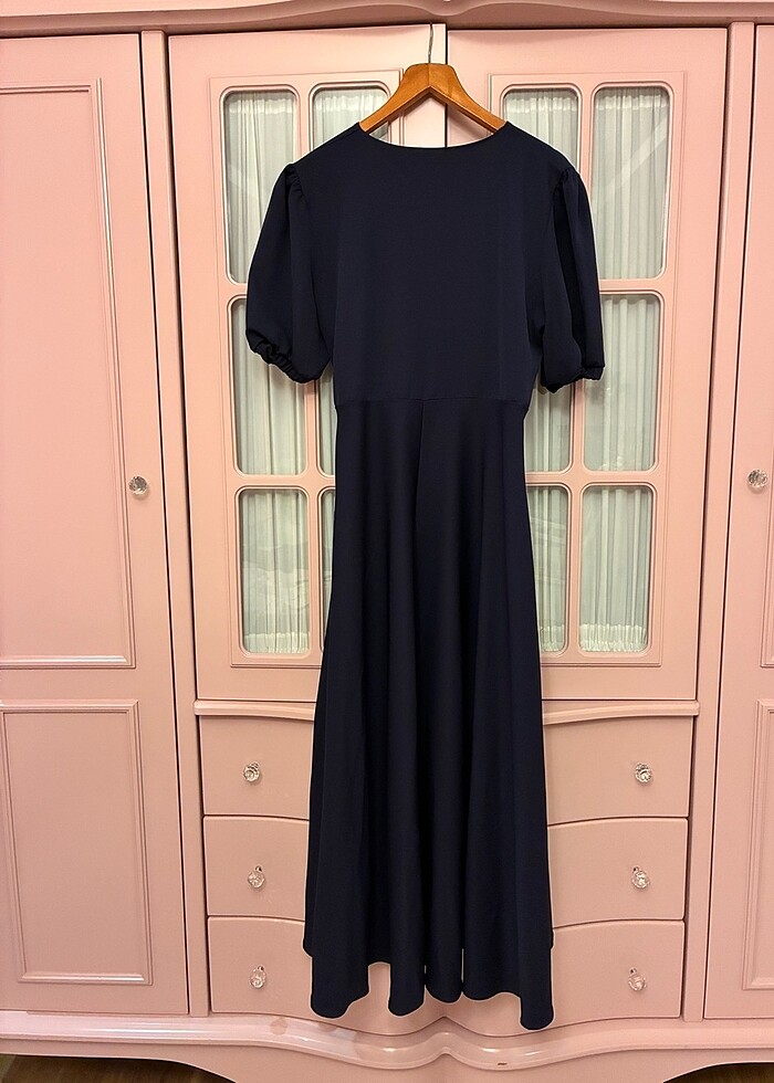 Büyük beden lacivert şık elbise - Görsel 2