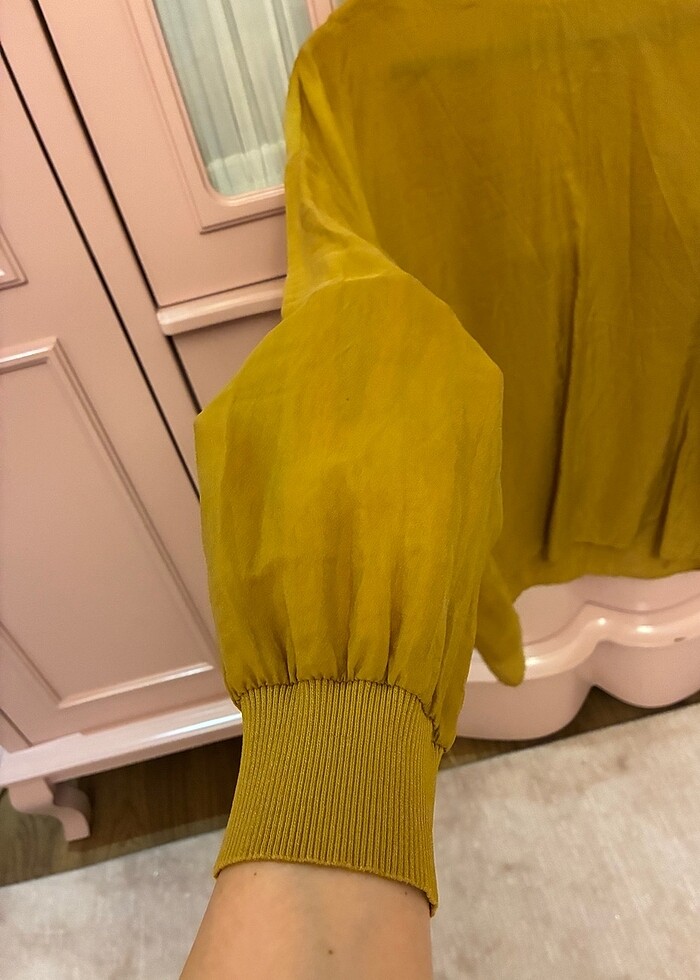 İpekyol Yağ Yeşili Yarı Transparan Bluz - Görsel 3