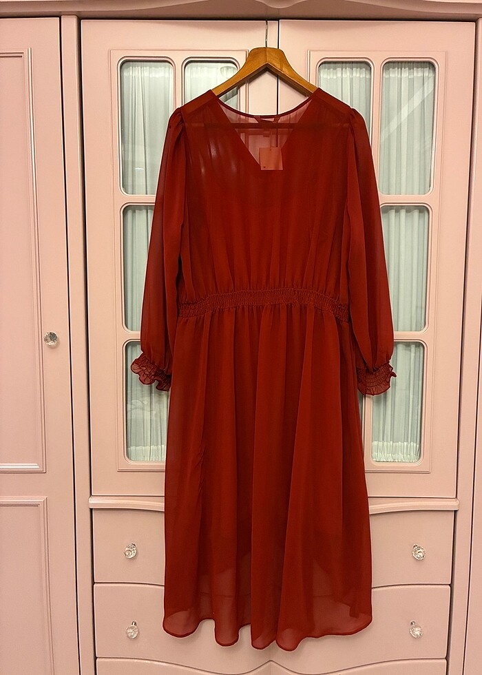 Random Bordo Şık Elbise - Görsel 2