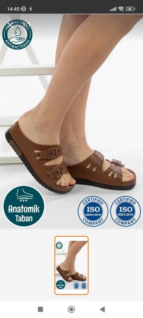 Tokalı Kahverengi Dolgu Topuklu Kadın Terlik - Görsel 2