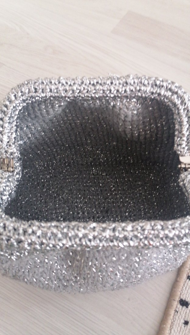 Gümüş metalik burslu clutch canta - Görsel 5