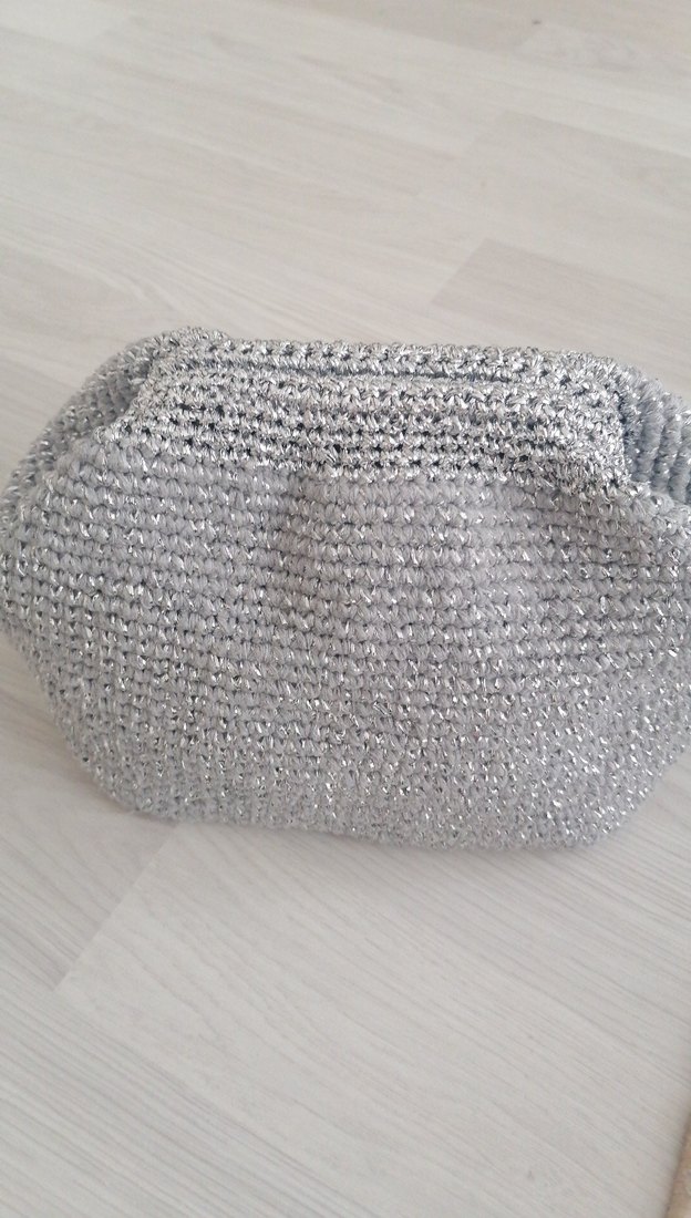 Gümüş metalik burslu clutch canta - Görsel 4