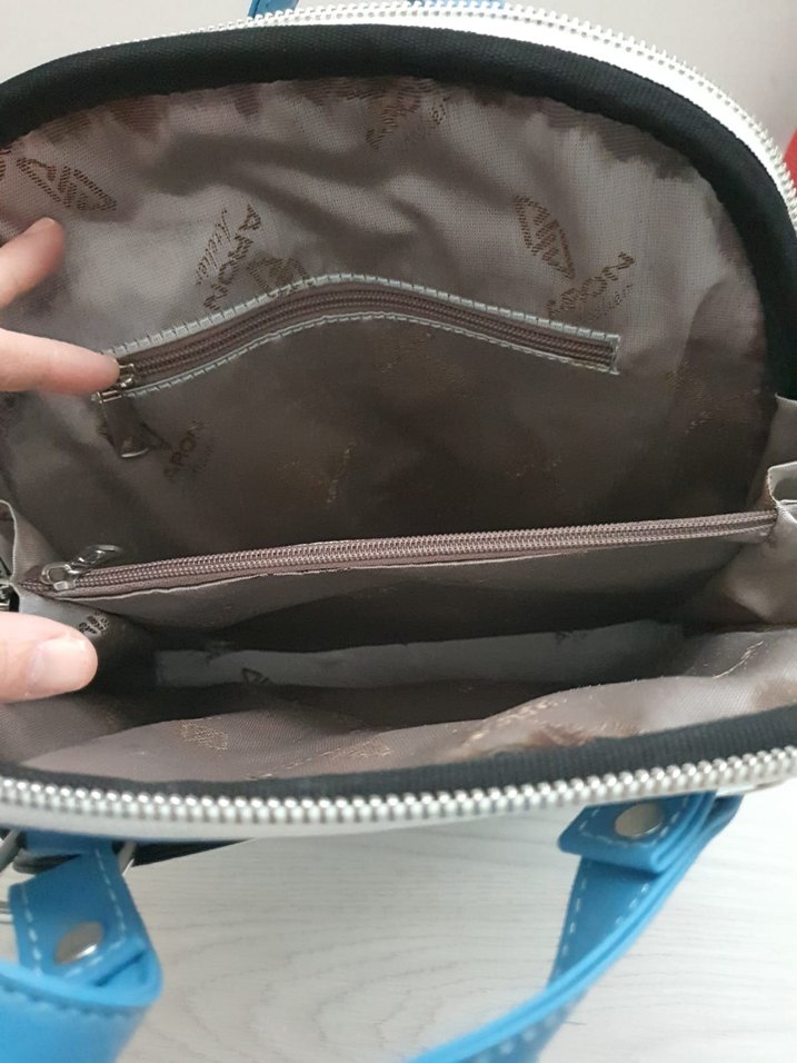 Kadın Mavi Deri Fermuarlı Sırt Çantası - Görsel 3