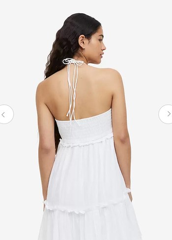 H&M H&M Beyaz Halter Yaka Fırfırlı Elbise