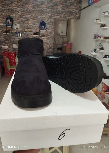 Kahverengi Süet Kürklü Kadın Dolgu Topuk Bot - Görsel 7