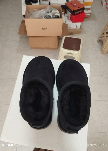 Kahverengi Süet Kürklü Kadın Dolgu Topuk Bot - Görsel 8