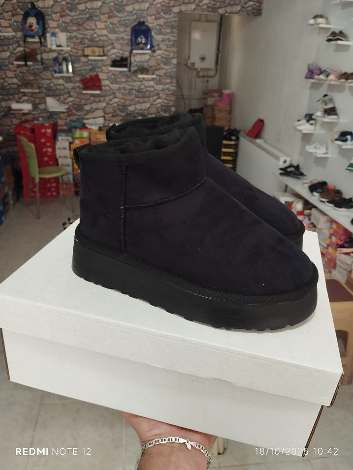 Kahverengi Süet Kürklü Kadın Dolgu Topuk Bot - Görsel 5