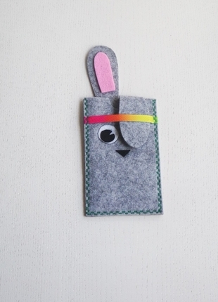 universal Beden Iphone/telefon kılıfı renkli bantlı gri tavşan