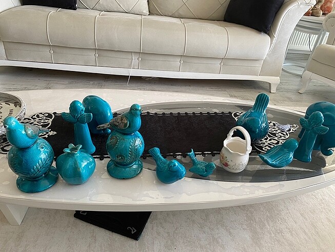 Porselen turkuaz renk salon takımı