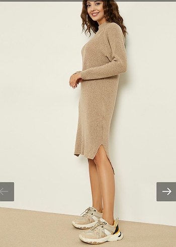 Yırtmaçlı Triko Elbise - Görsel 2