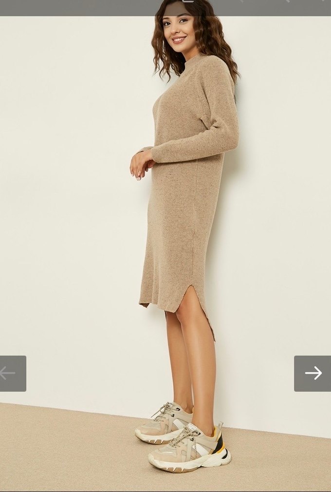 Yırtmaçlı Triko Elbise - Görsel 2