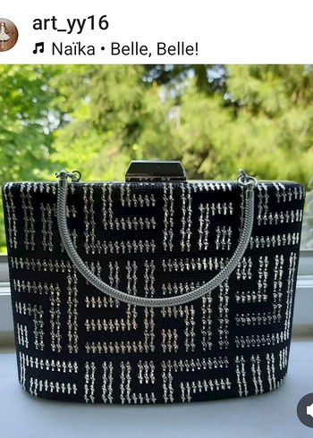 Parisli Desenli Siyah Kadın Clutch Çanta