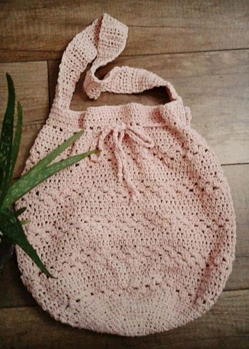 Pembe Örgü Dantel Detaylı Bohem Kadın Çanta